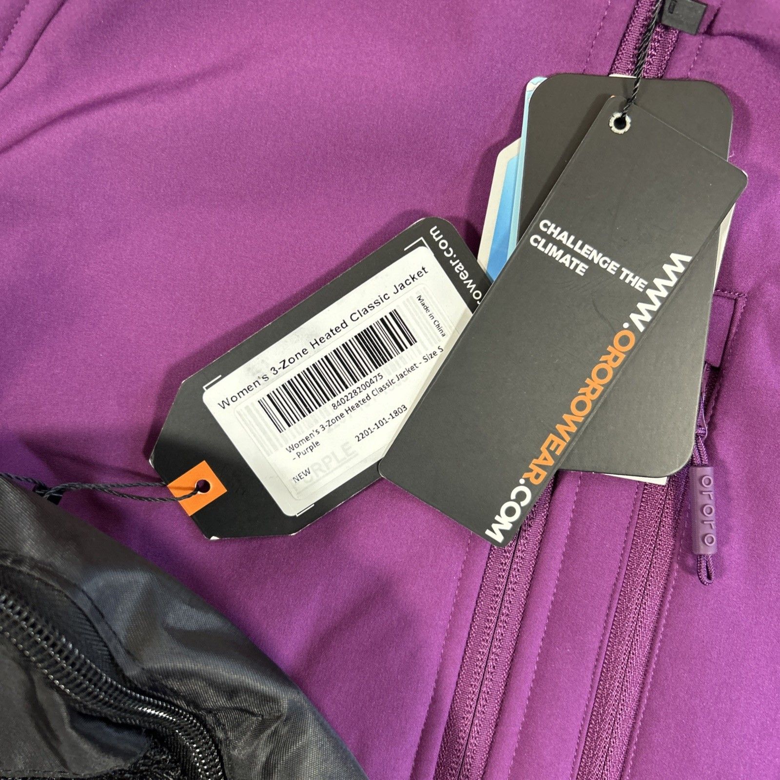 Ororo Heated Jacket Womens Small 3 Heat Zone Purple Hooded Full Zip Winter Coat — image 3 of 8